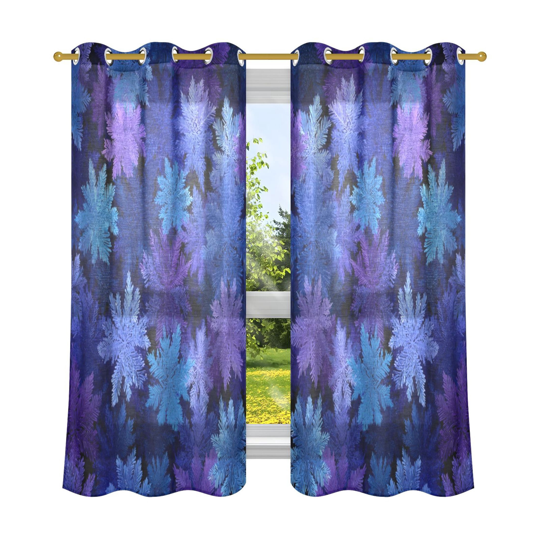 2 Panels Set Blackout Curtains Thermal Insulated Sun Protection Room ...