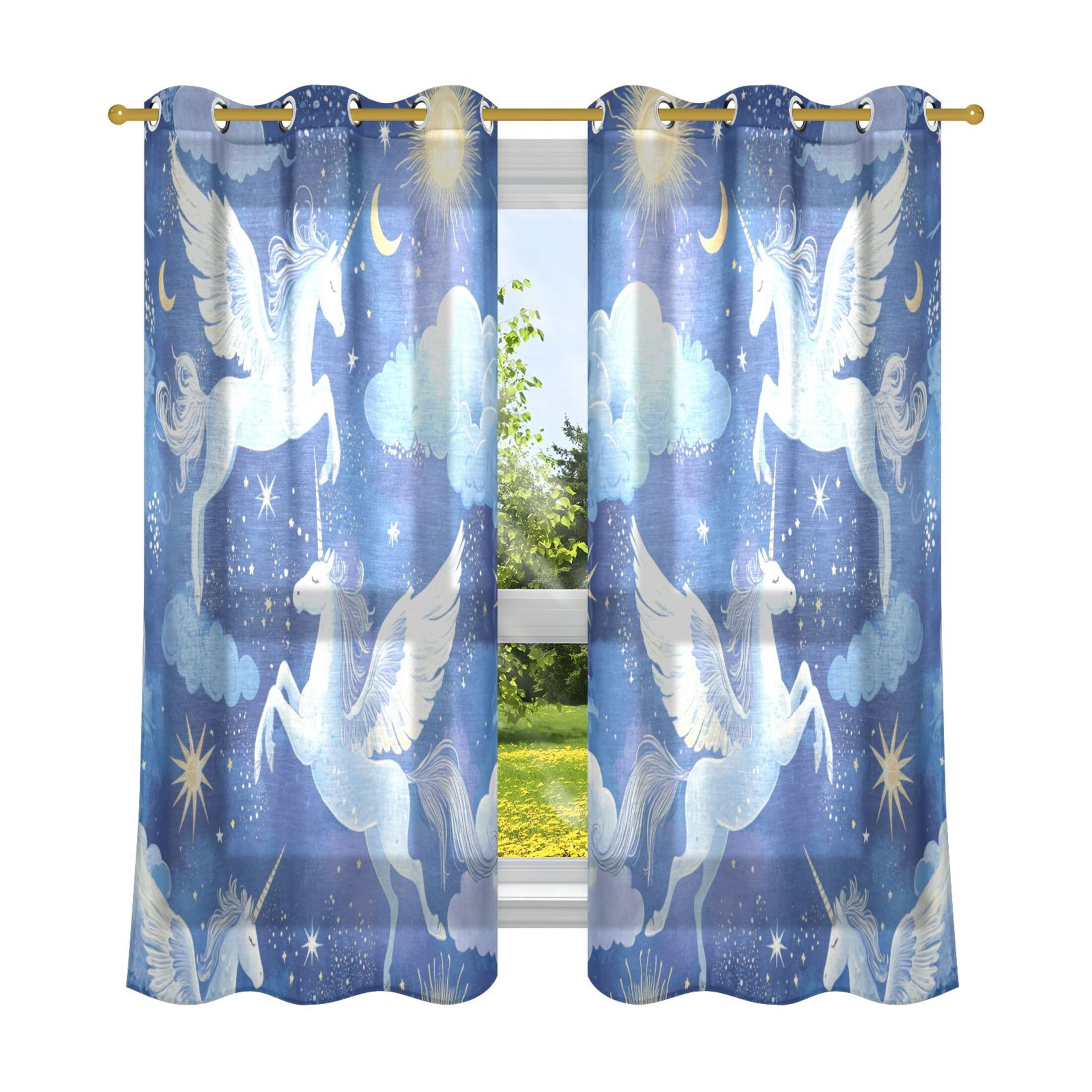 2 Panels Set Blackout Curtains Thermal Insulated Sun Protection Room ...