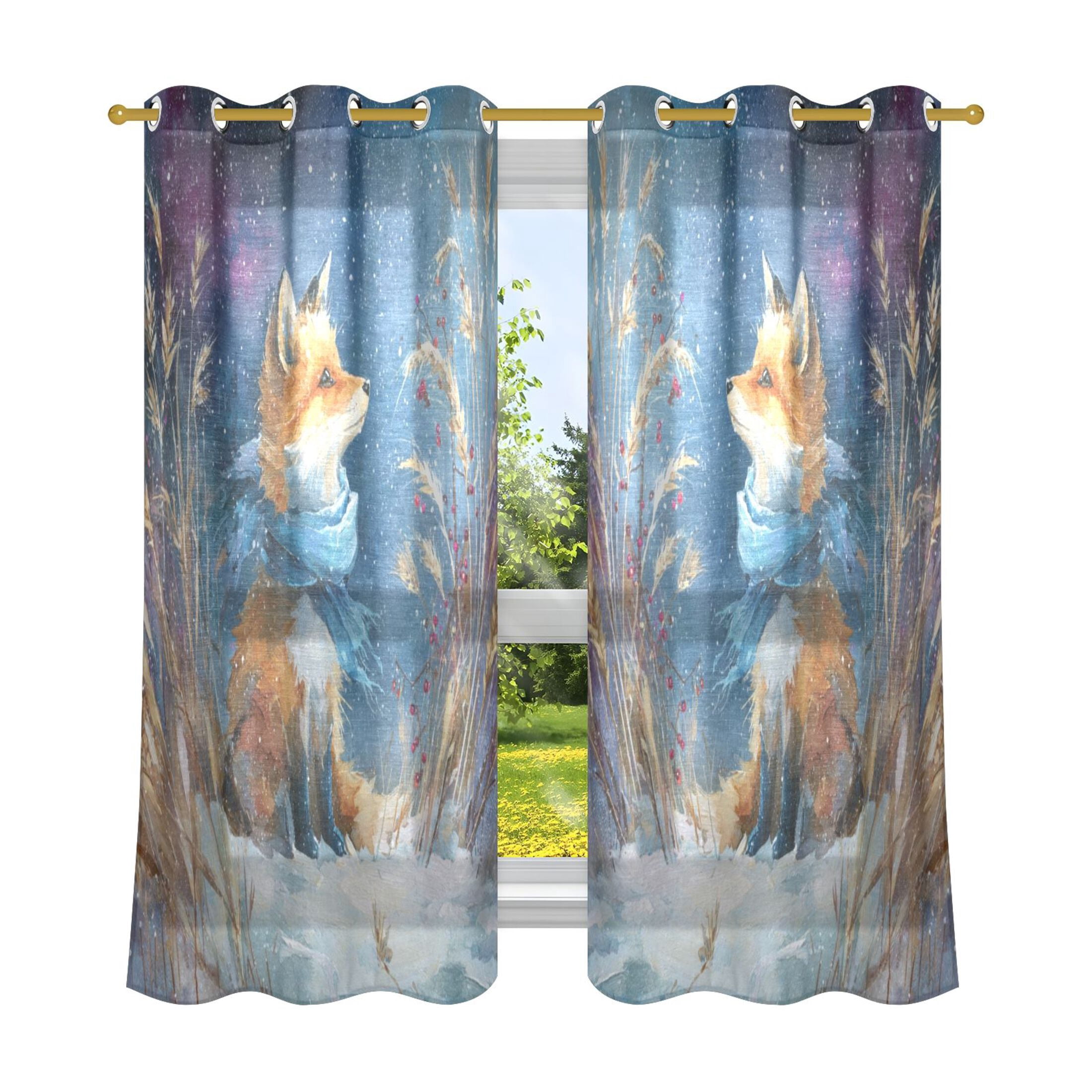2 Panels Set Blackout Curtains Thermal Insulated Sun Protection Room ...