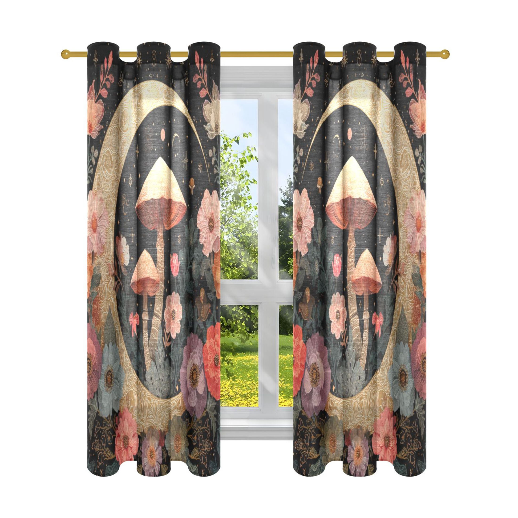 2 Panels Set Blackout Curtains Thermal Insulated Sun Protection Room ...