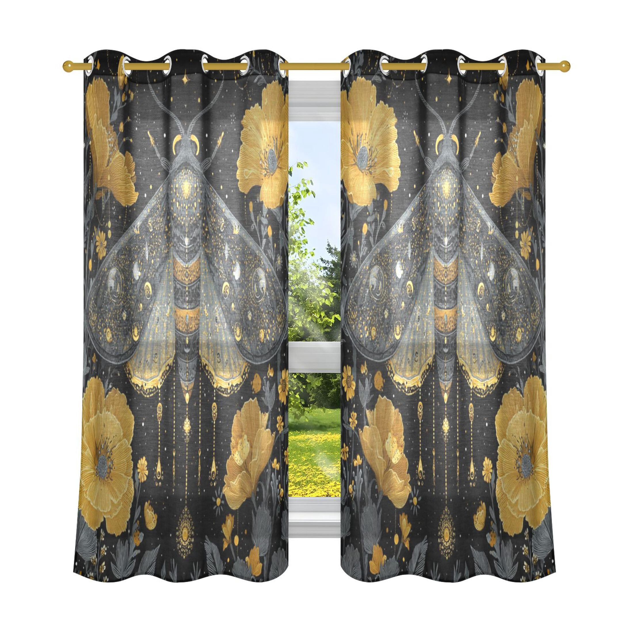 2 Panels Set Blackout Curtains Thermal Insulated Sun Protection Room ...
