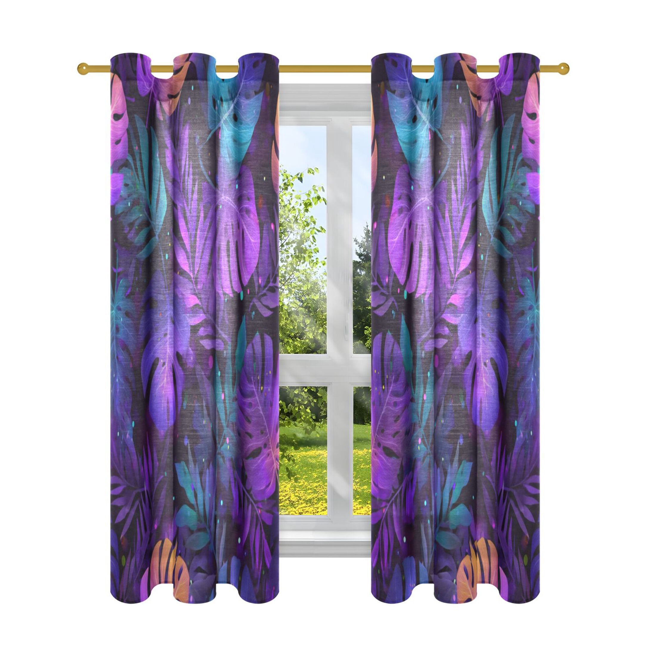 2 Panels Set Blackout Curtains Thermal Insulated Sun Protection Room ...