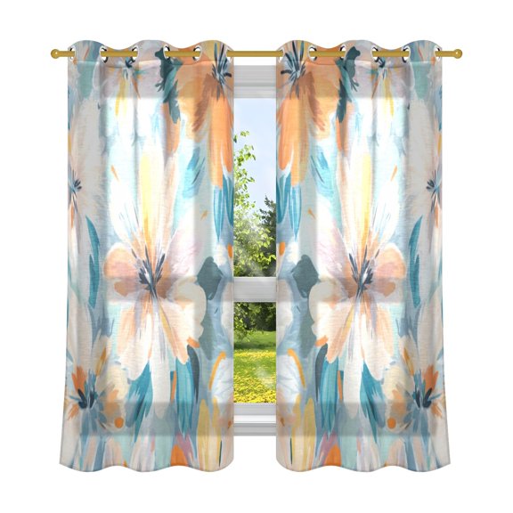 2 Panels Set Blackout Curtains Thermal Insulated Sun Protection Room Darkening Drapes for Bedroom Oversized Flowers Pattern