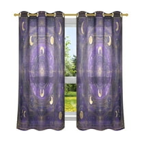 2 Panels Set Blackout Curtains Thermal Insulated Sun Protection Room Darkening Drapes for Bedroom Purple Celestial Pattern
