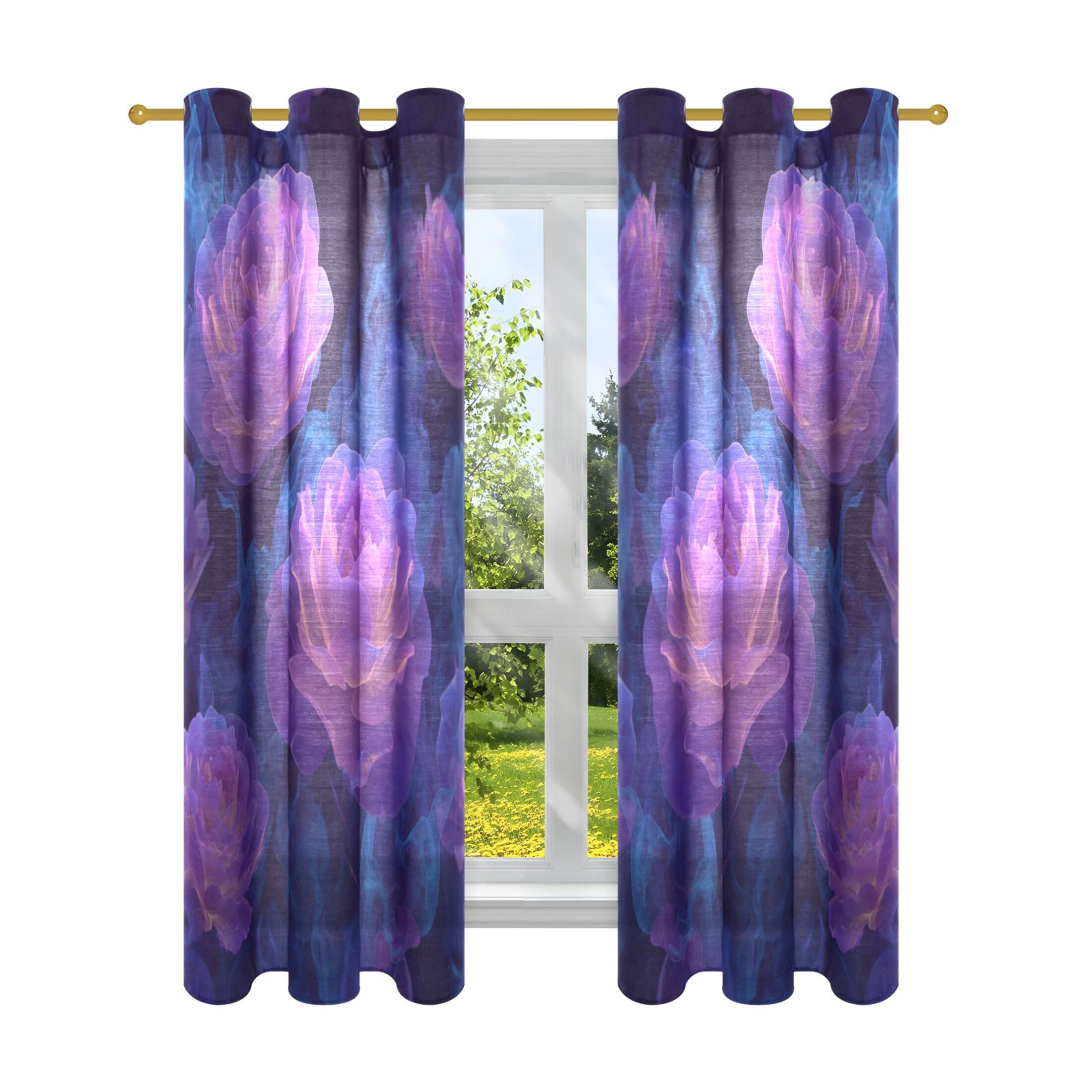 2 Panels Set Blackout Curtains Thermal Insulated Sun Protection Room ...