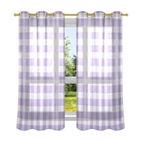 2 Panels Set Blackout Curtains Thermal Insulated Sun Protection Room Darkening Drapes for Bedroom Purple and White Plaid