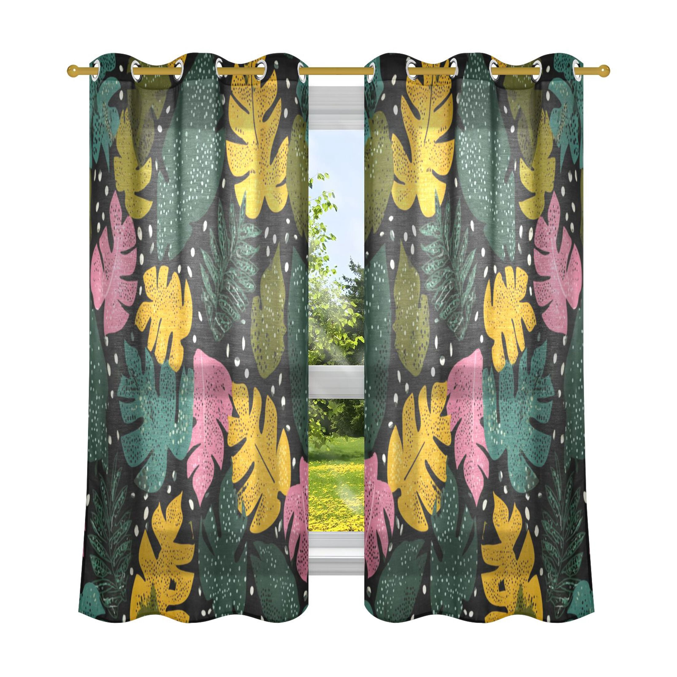 2 Panels Set Blackout Curtains Thermal Insulated Sun Protection Room ...