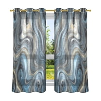 2 Panels Set Blackout Curtains Thermal Insulated Sun Protection Room Darkening Drapes for Bedroom Swirling Metal and Marble Pattern
