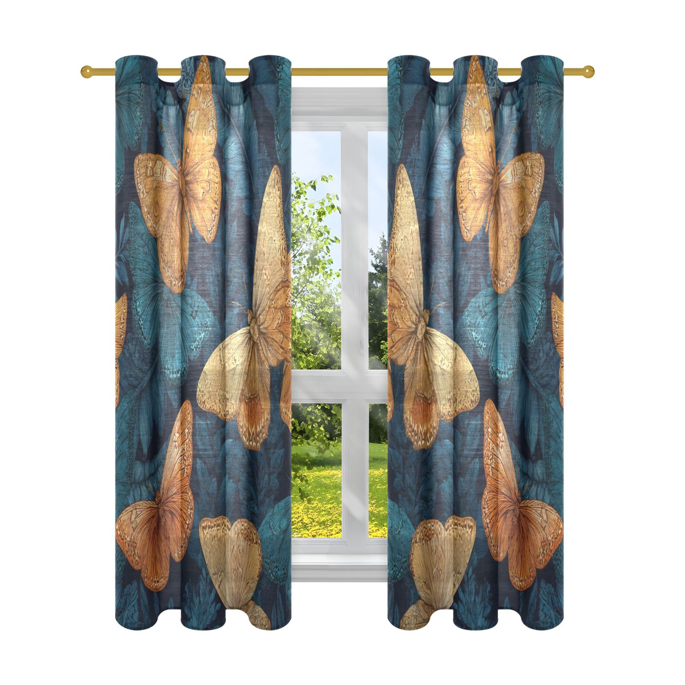 2 Panels Set Blackout Curtains Thermal Insulated Sun Protection Room ...