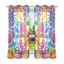 2 Panels Set Blackout Curtains Thermal Insulated Sun Protection Room Darkening Drapes for Bedroom Tie-dye Pattern