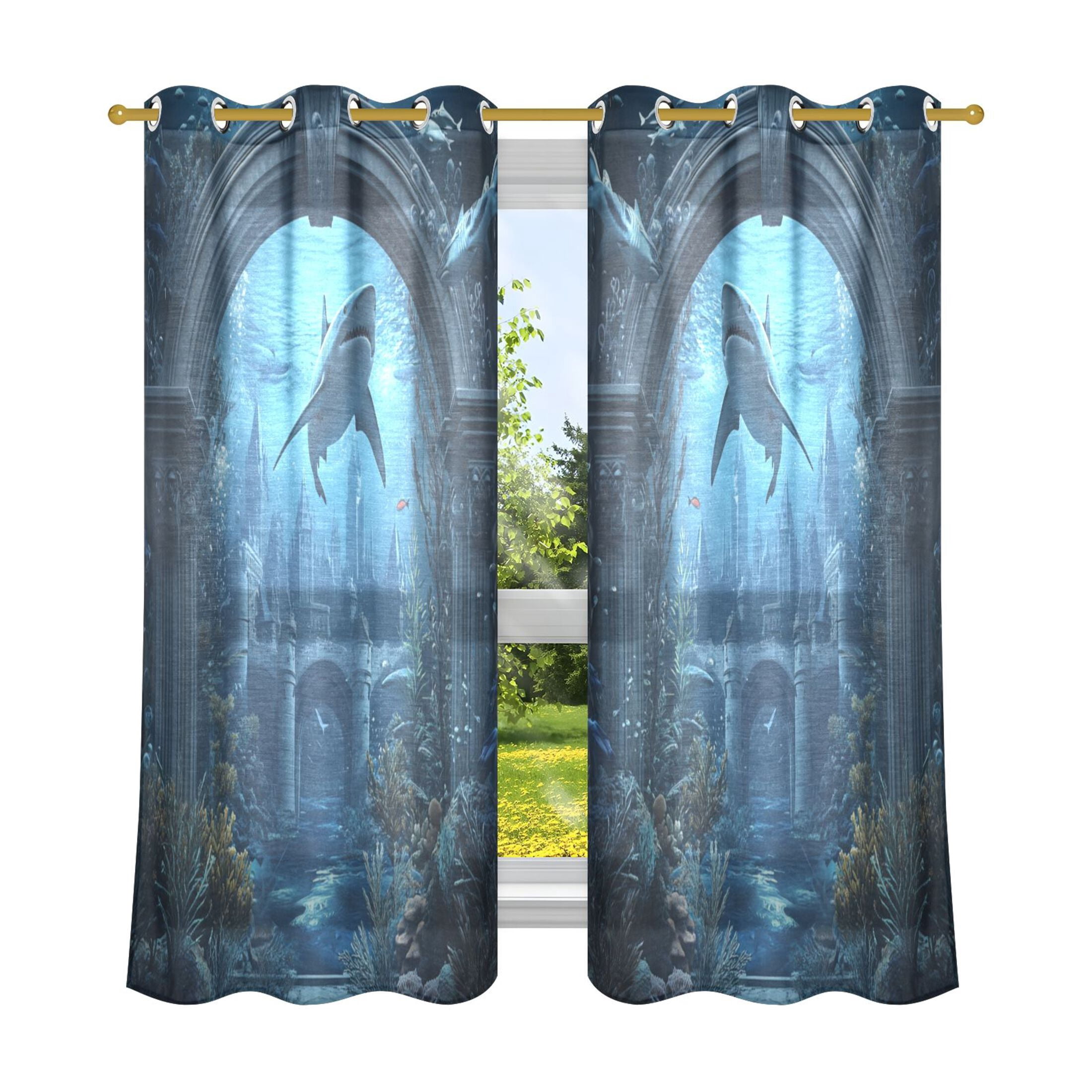 2 Panels Set Blackout Curtains Thermal Insulated Sun Protection Room ...