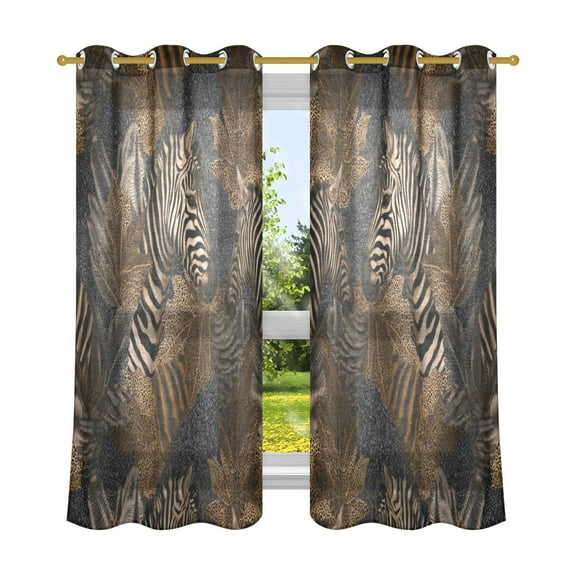 2 Panels Set Blackout Curtains Thermal Insulated Sun Protection Room Darkening Drapes for Bedroom Zebra Print
