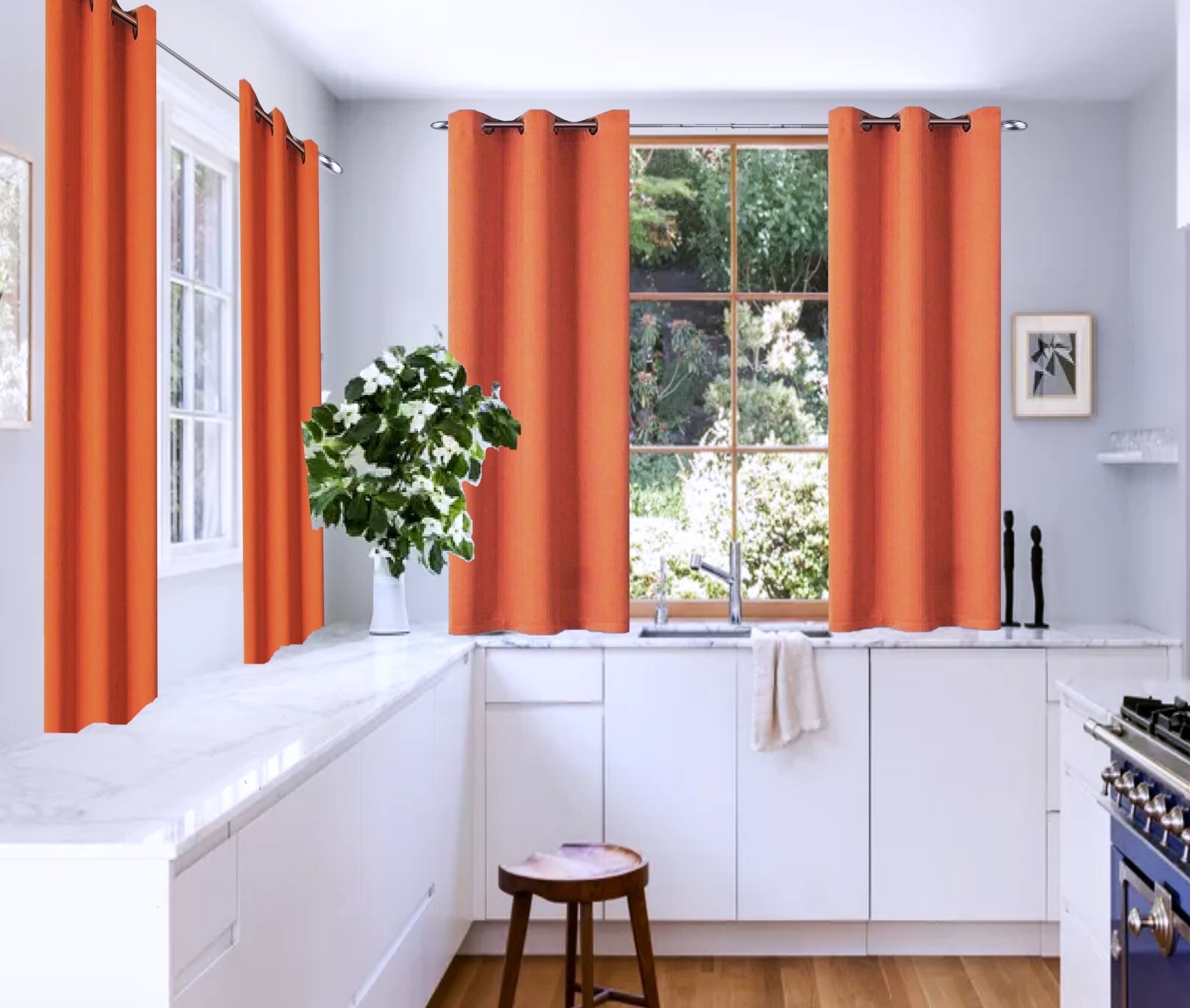 2 Panels Set Thermal Insulated Window Curtain Blackout Drapes for Bedroom Kitchen Closet K68 BRICK 63" Long Home Décor
