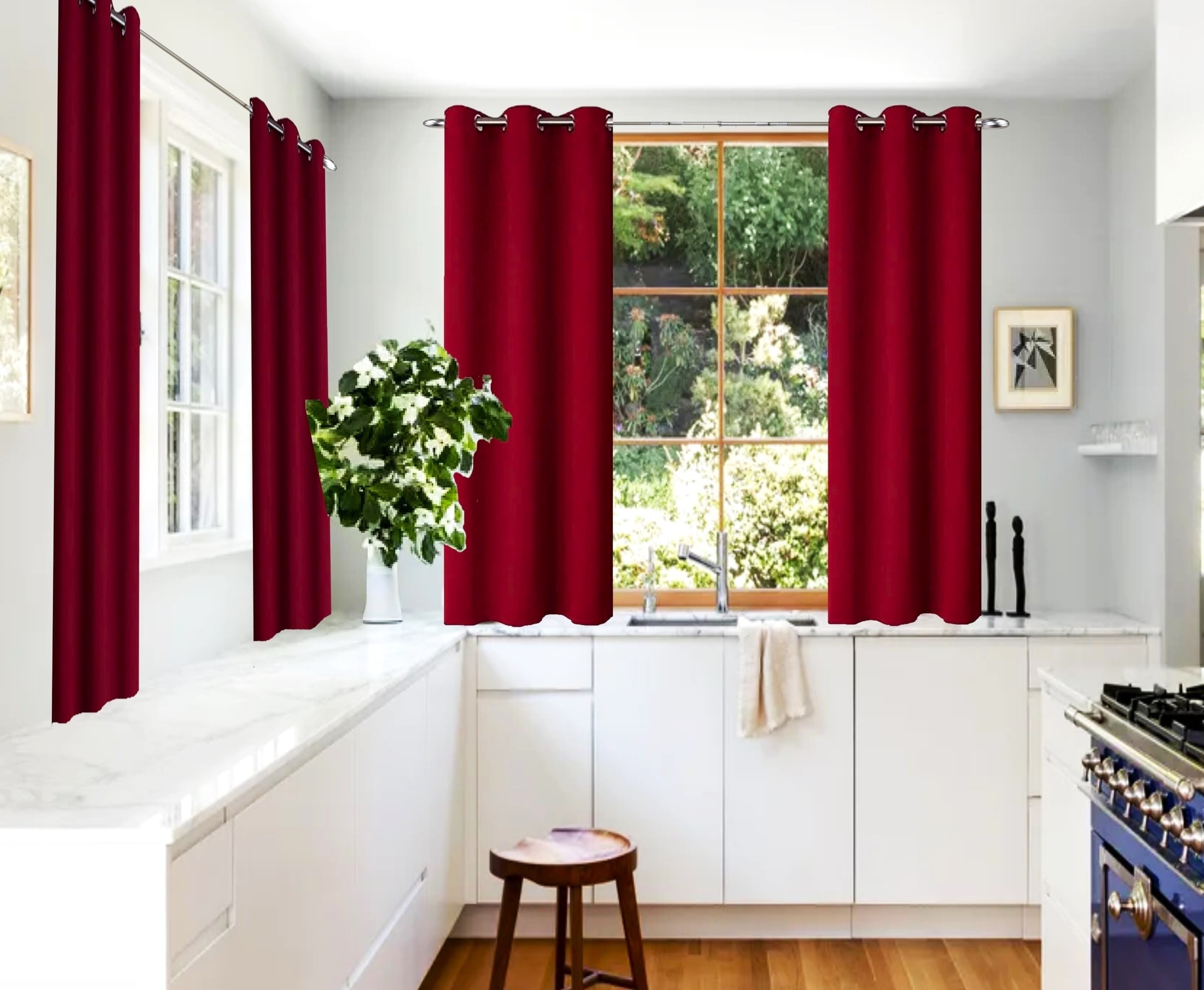 2 Panels Set Thermal Insulated Window Curtain Blackout Drapes for Bedroom Kitchen Closet K68 BURGUNDY 63" Long Home Décor