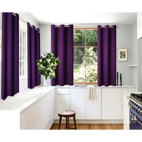 2 Panels Set Thermal Insulated Window Curtain Blackout Drapes for Bedroom Kitchen Closet K68 PURPLE 63" Long Home Décor