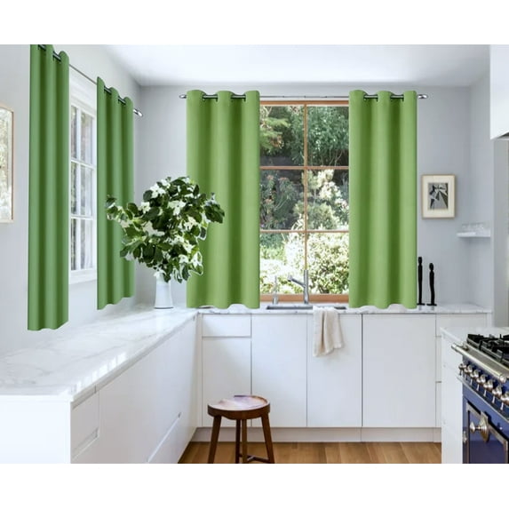 2 Panels Set Thermal Insulated Window Curtain Blackout Drapes for Bedroom Kitchen Closet K68 SAGE 63" Long Home Décor