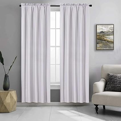 2 Panels Silver Gray Solid Blackout Thermal Rod Pocket Foam Lined Window Curtain Drape R64 63 Length