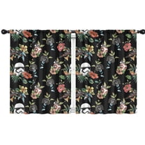 2 Panels Space Sci-Fi Print Pattern Nursery Curtains Boys Girls Kids Black and White Floral Modern Window Drapes for Living Bedroom Playroom Room Decor Rod Pocket 42x54Inch