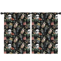 2 Panels Space Sci-Fi Print Pattern Nursery Curtains Boys Girls Kids Black and White Floral Modern Window Drapes for Living Bedroom Playroom Room Decor Rod Pocket 42x63Inch