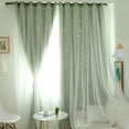 thumbnail image 1 of 2 Panels Star Curtains for Girls Bedroom Kids Room Decor Light Blocking Voile Layered Princess Star Hollowed Curtain,39"x79", 1 of 5