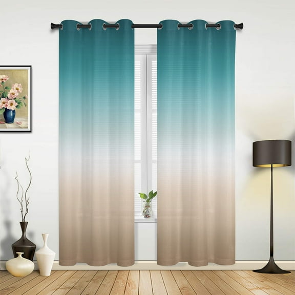 2 Panels Teal Green Khaki Gradient Curtains for Bedroom Living Room Drapes Kitchen Children's Room Window Curtain Modern Home Decor