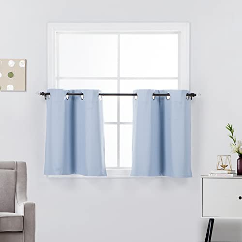 2 Panels Thermal Insulated Short Blackout Tier Curtains 24 inches Long