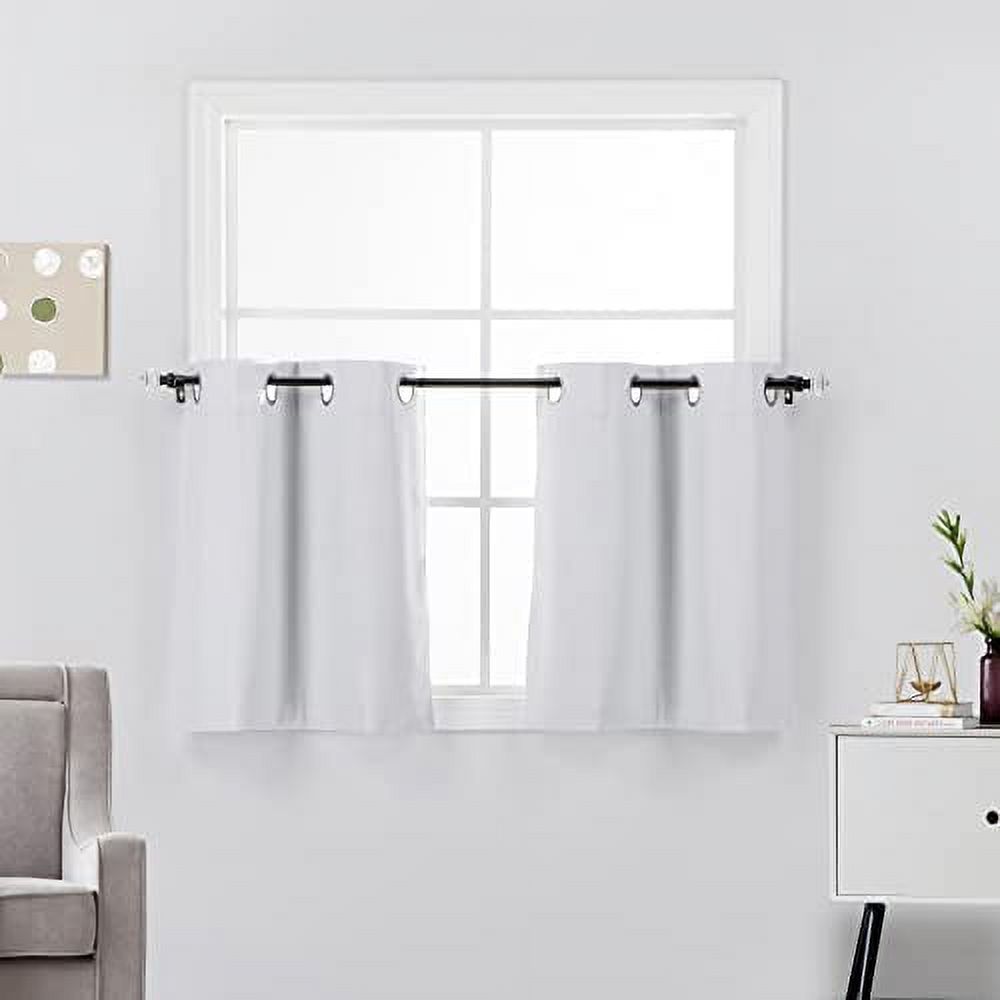 2 Panels Thermal Insulated Short Blackout Tier Curtains 36 inches Long