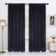 thumbnail image 1 of 2 Panels Velvet Curtains, Luxury Pom Pom Tasseled Drapes Thermal Insulated Curtains, 1 of 9