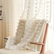 2 Panels White Sheer Curtains Spring Decor 82.6 Inch Length for Living Room, Boho Lightweight Nursery Curtains , Cute Light Filtering Privacy Rod Pocket Drapes for Bedroom Only curtains