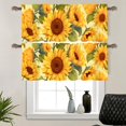 thumbnail image 1 of 2 Panels Yellow Sunflower Curtain Valance for Windows, Retro Rustic Floral Plants Rod Pocket Short Window Treatment Decor Drapes for Kitchen, Bathroom, 54" X 18", 1 of 6