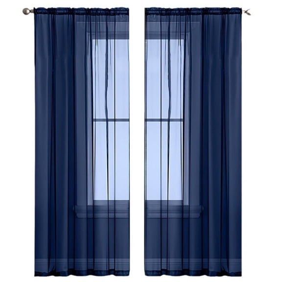 2 Panels solid-color transparent rod-pocket sheer curtains, window curtains, available in multicolor, suitable for kitchens, bedrooms, living rooms, study rooms, and courtyards (39W x 51H)