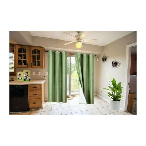 2 Panels solid thermal foam lined blackout heavy thick window curtain drapes with grommets Lime green 108" length NOA 3 layered