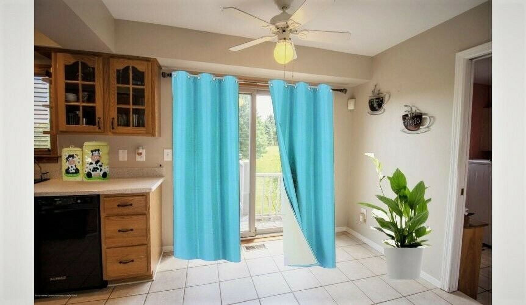 2 Panels solid thermal foam lined blackout heavy thick window curtain drapes with grommets Turquoise 108" length NOA 3 layered