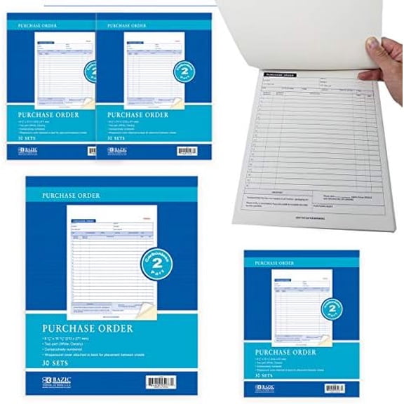 2-Part Carbonless Purchase Sales Order Book (4 Pack) Letter Size Almost 8.5 x 11