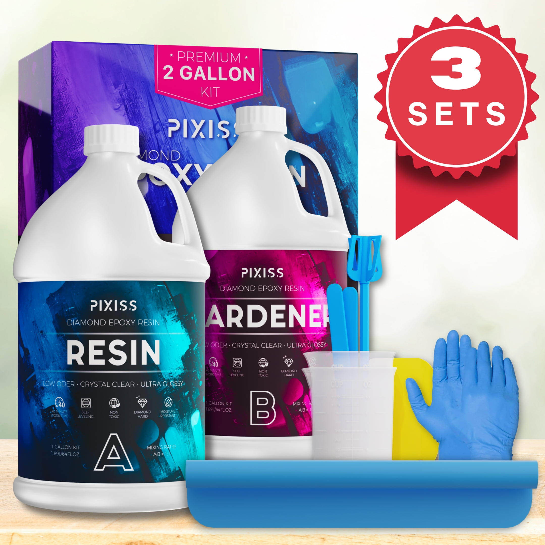 2 Part Epoxy Resin Kit (6 gal), Resin Art Supplies (3pk) for Resin