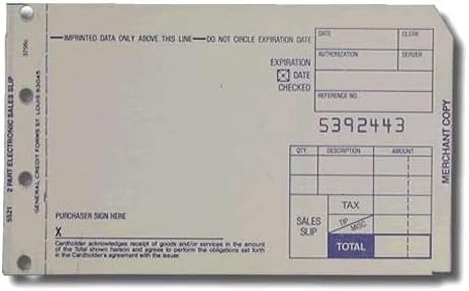 2Part Short Credit Card Sales Slips (Pack of 100)