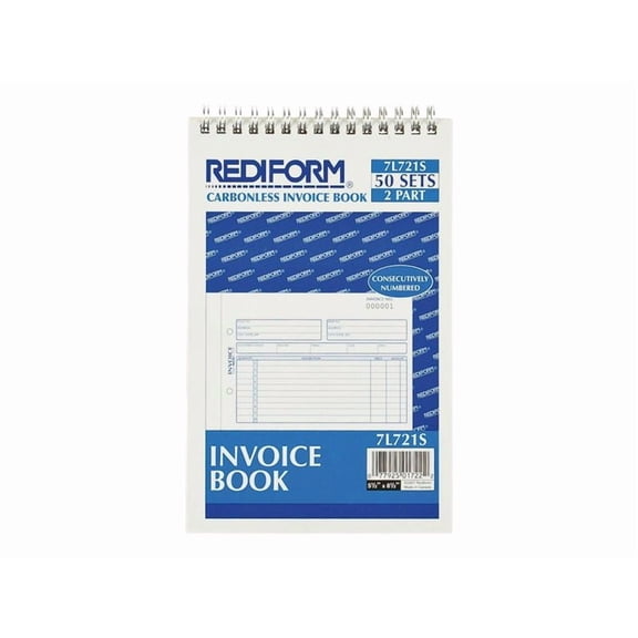 Rediform-Blueline 7l721s 5-1/2" X 7-7/8" Carbonless Duplicate Invoice Book