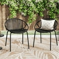 thumbnail image 1 of 2 Patio Dining Chairs, Black. Modern Simple Style With Breathable . Metal Legs And Plastic Seat. Ergonomic, Strong, 300 Lbs Capacity. 24.79"x23.16"x30.64". Assembly Required Chairs ( Of 2), Art + ,, 1 of 6