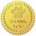 thumbnail image 1 of 2" Paw Print Gold Foil Embossed Stickers Thank You Certificate Seals Self Adhesive Sticker 100Pcs Decor Labels for Wedding Invitation Graducation Certificates Envelopes Diplomas DIY, 1 of 7