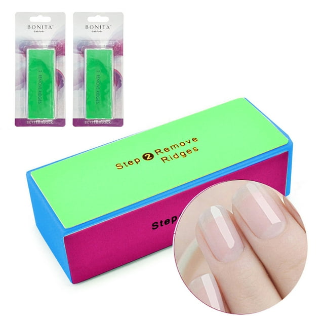 2 Pc 4 Way Nail Buffer Blocks File Buff Smooth Shine Toe Separator Nail