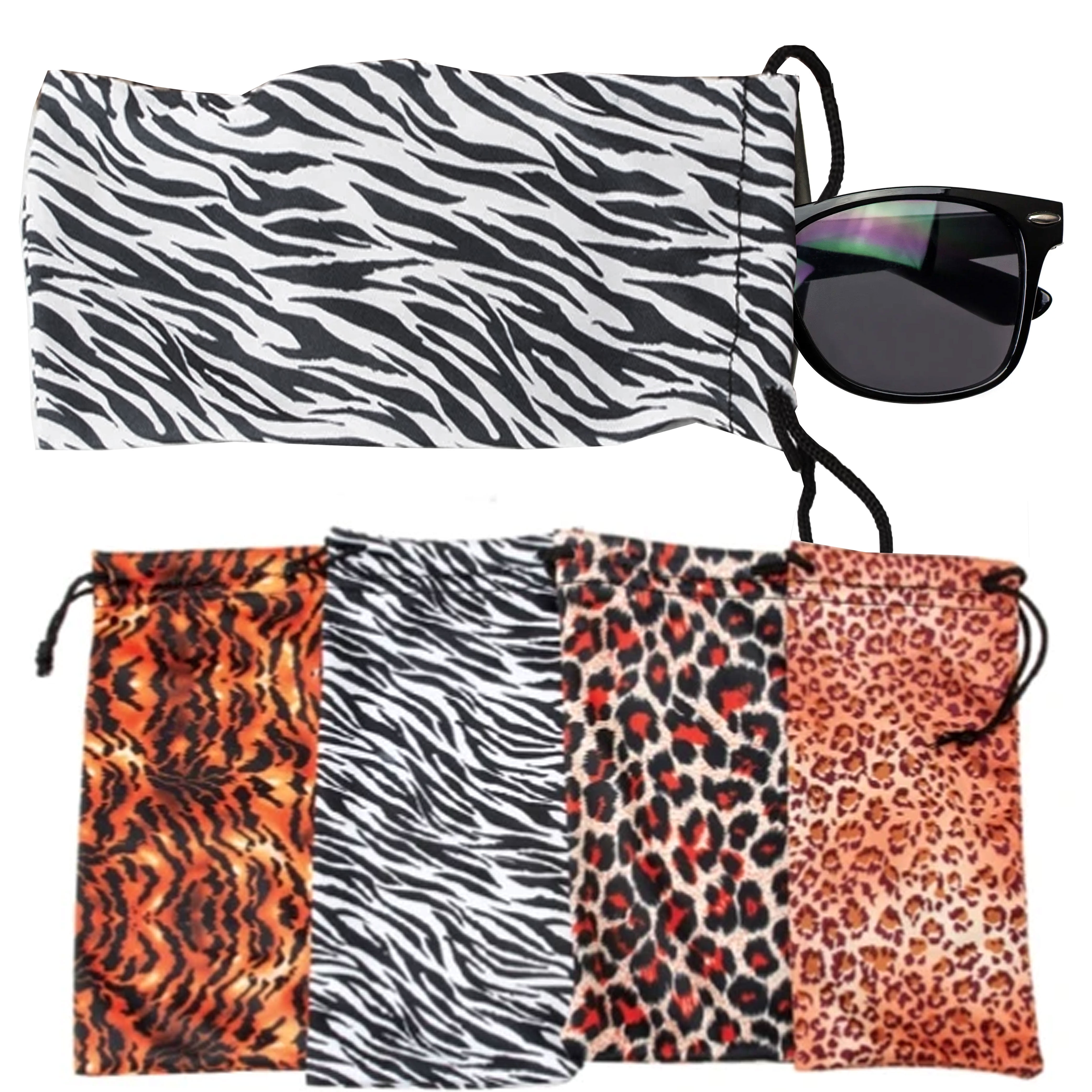 2 Pc Animal Print Eye Glasses Sunglasses Case Drawstring Soft Pouch Bag Eyewear Walmart