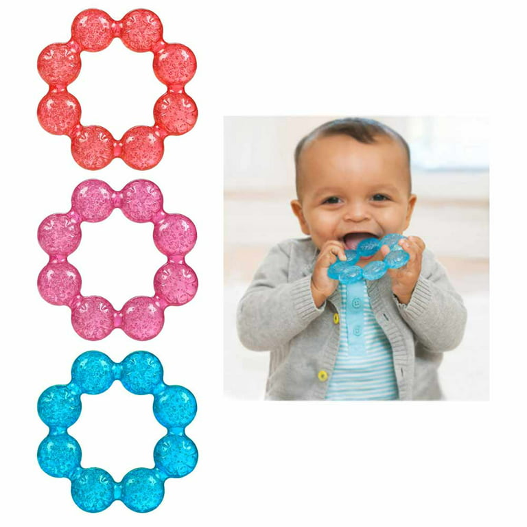 2 Pc Baby Teething Ring Water Filled Teether Chewing Toy BPA Free Soothing  Gums
