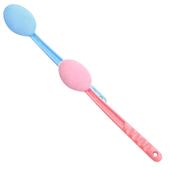 2 Pc Back Rubs Massage Bath Brush, Long Handle Shower Back Scrubber Shower Lotion Applicator, Single Sided Detachable for Easily Self Apply Lotions Back Cream Applicator for Skin Care 15"
