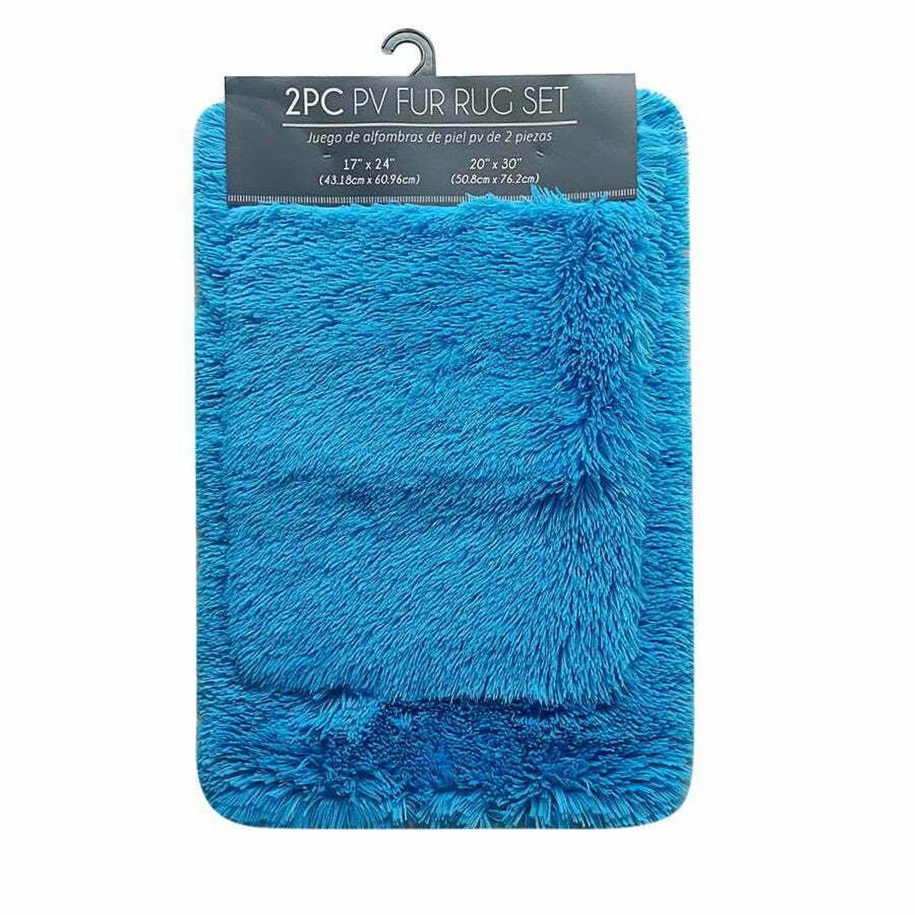 2 Pc Bath Mat Set, PV Fur Rug Soft Furry Shag Plush Bathroom Floor