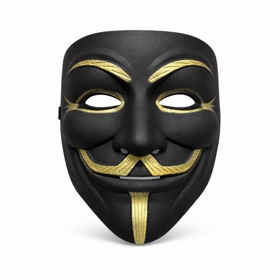 2 Pc Black Gold Cosplay Mask Adult Costume Party Face Mask Set