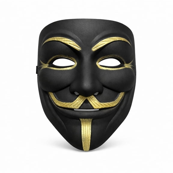 2 Pc Black and Gold Costume Face Mask Set Adult Cosplay Party One Size