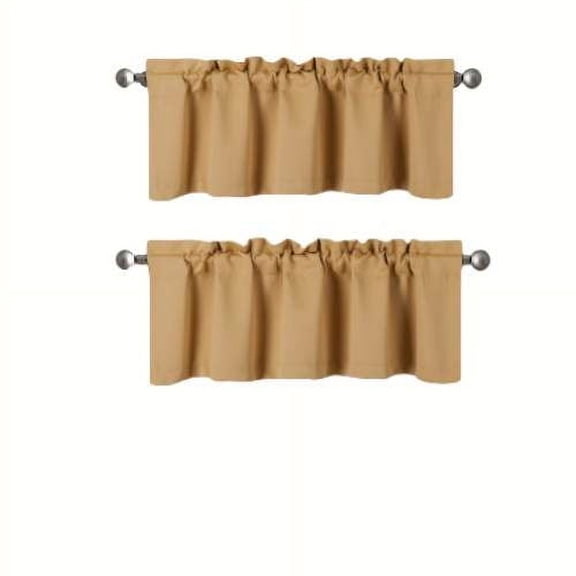2 Pc Blackout thermal valance for short window curtain rod pocket for kitchen/bathroom/restaurant/school 54" x 18" inch each panel