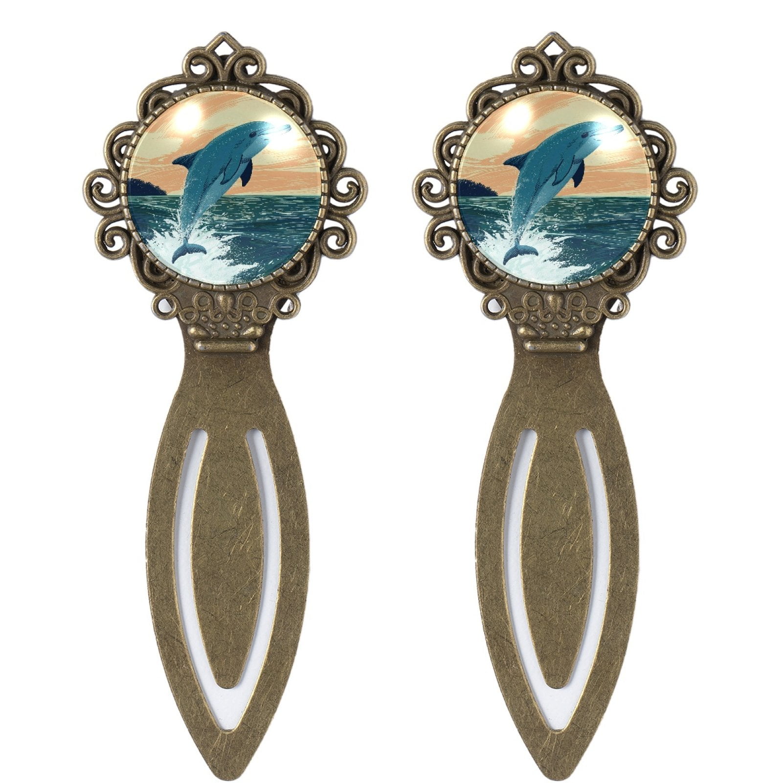 2-Pc,Bookmarks for Book Lovers,Metal Bookmarks for Men,Cartoon Dolphin ...