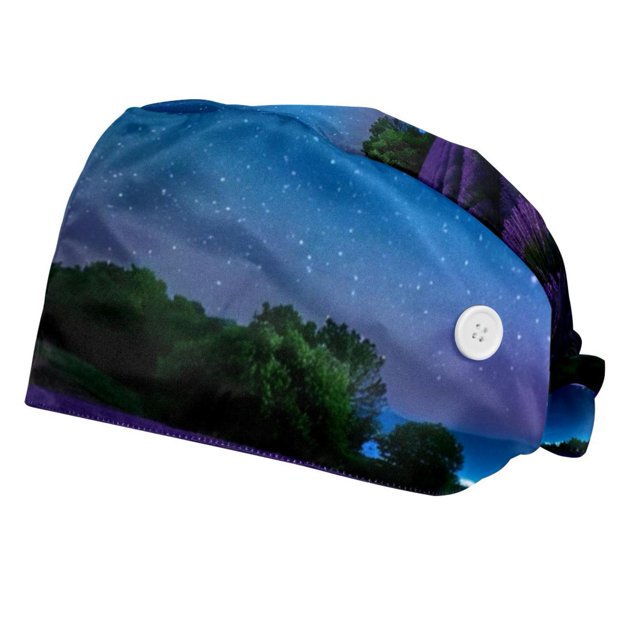 2Pc Bouffant Nurse Hats,Scrub Cap Adjustable Scrub Hats with Sweatband