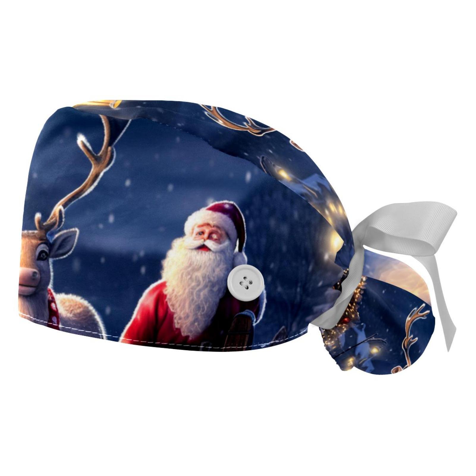 2Pc Bouffant Turban Hats,Tie Back Hat with Buttons,Fishing Hat,Cartoon